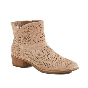 Ugg Australia Boots Womens 9 Western Beige Suede Perforated Side‎ Zip Block Heel